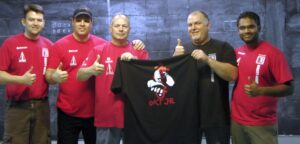 Jim and Jorg T shirt presentation